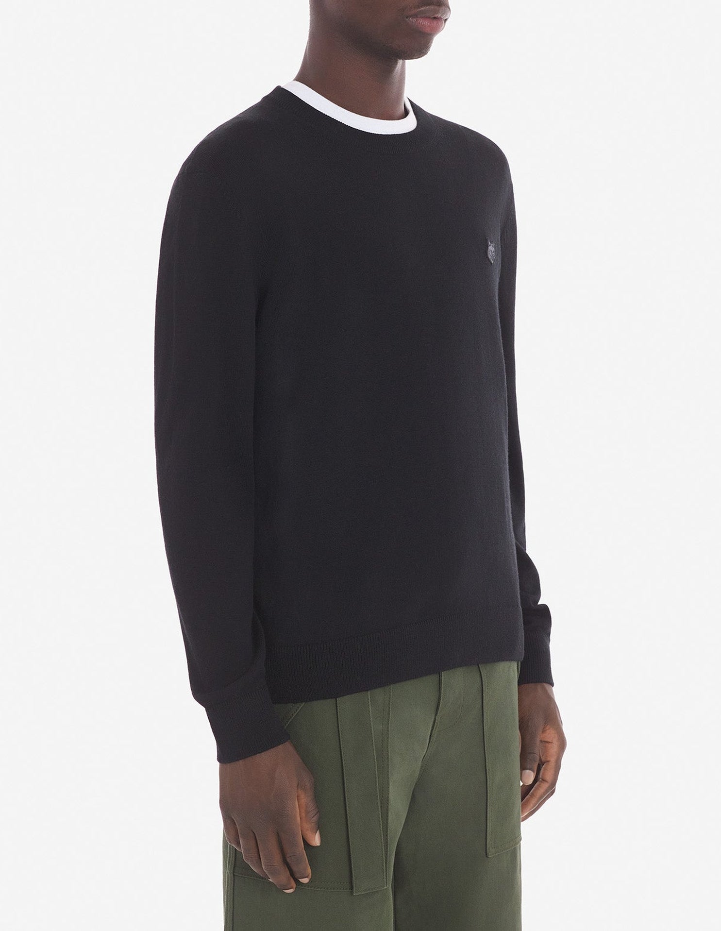 Pull à manches longues en laine - Black