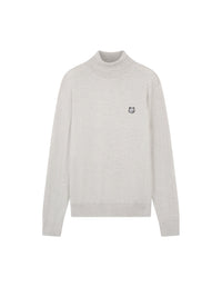 Wool badge turtleneck jumper - Light Grey Melange