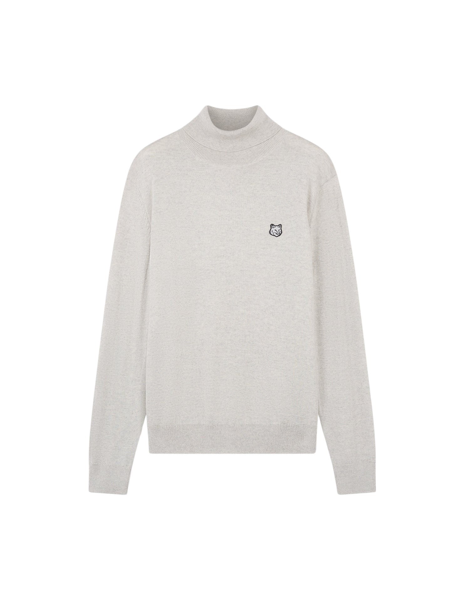 Wool badge turtleneck jumper - Light Grey Melange