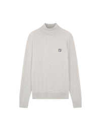 Wool badge turtleneck jumper - Light Grey Melange