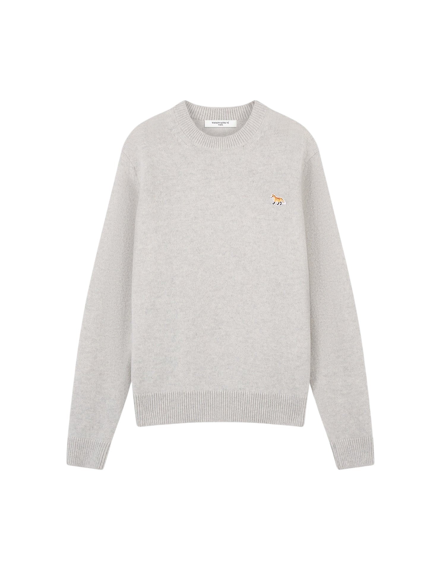 Baby Fox long-sleeved wool jumper - Light Grey Melange