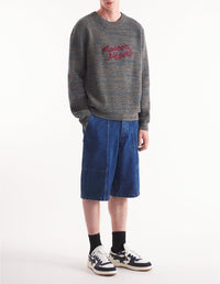 Embroidered wool jumper - Birch & Lake Blue