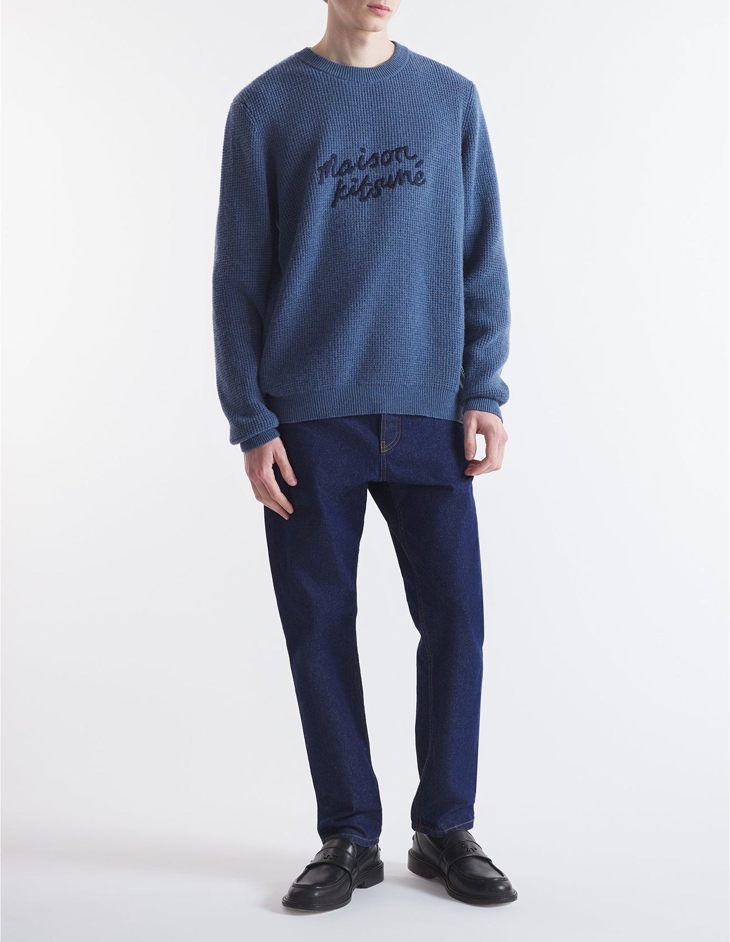 Pull brodé en laine - Storm Blue