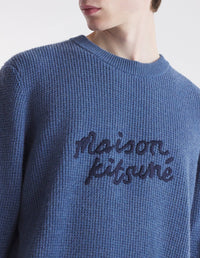 Embroidered wool jumper - Storm Blue