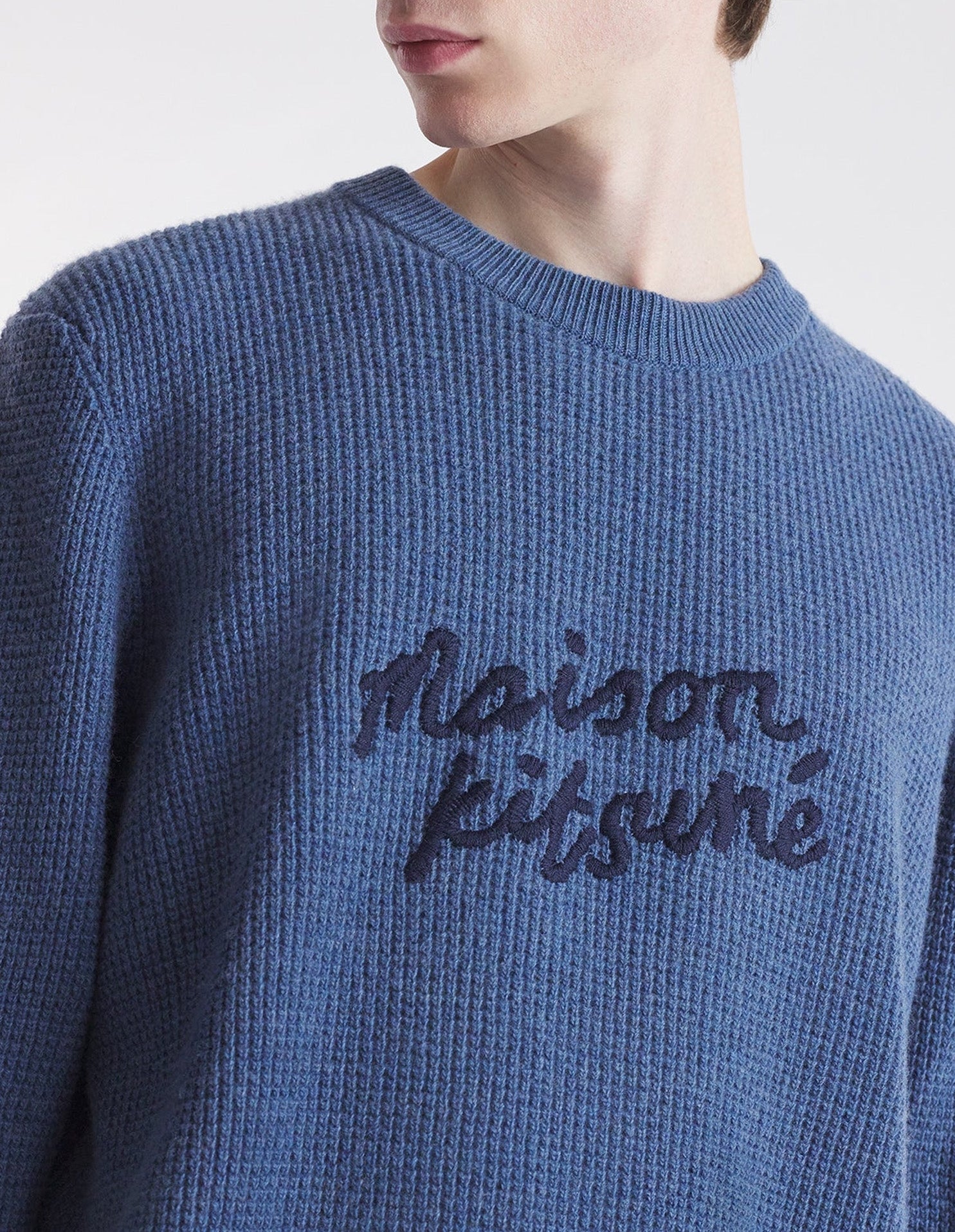 Embroidered wool jumper - Storm Blue