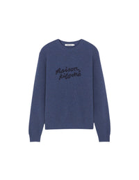 Pull brodé en laine - Storm Blue