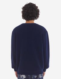 Embroidered wool jumper - Ink Blue