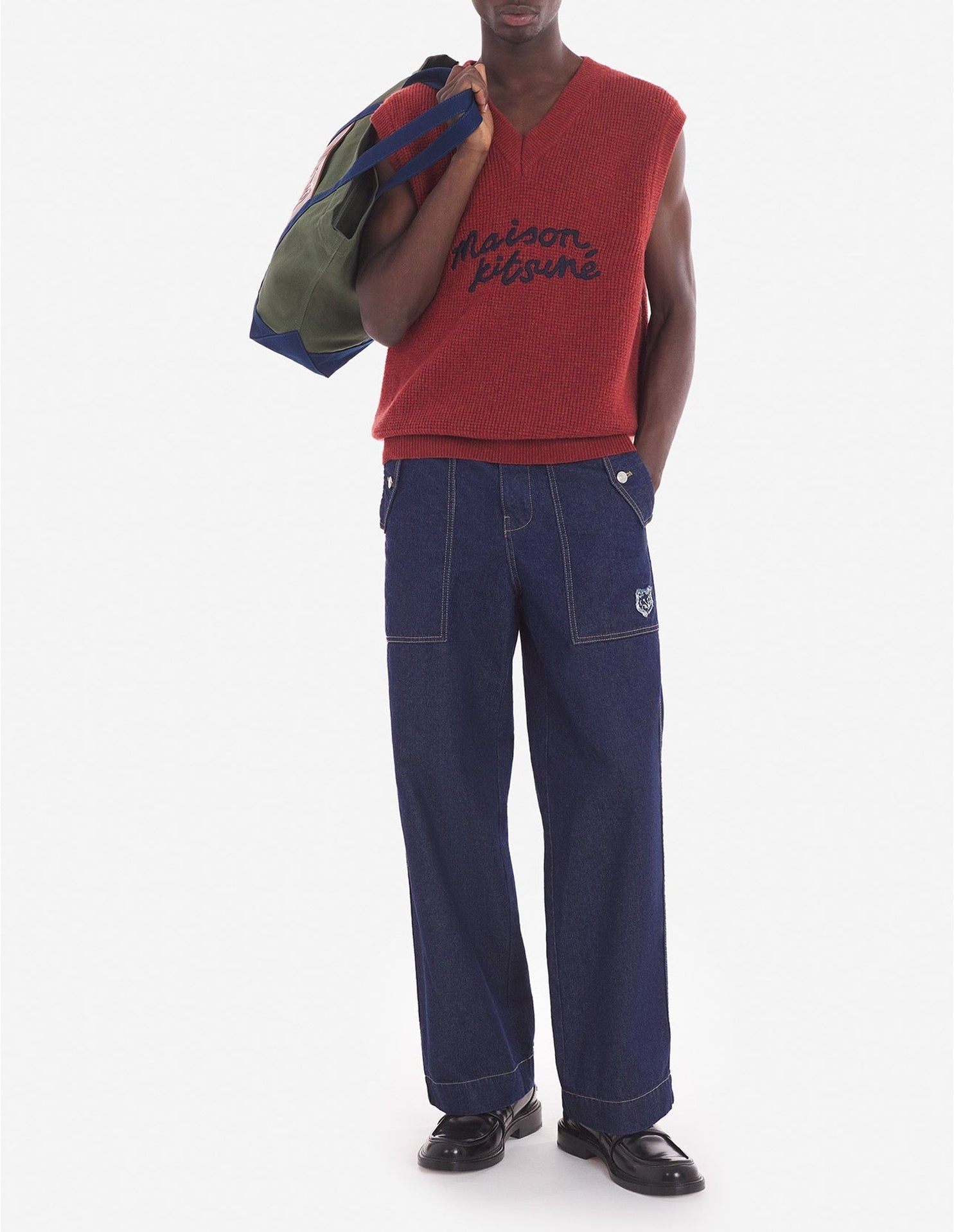 Pull sans manches en laine - Burnt Red