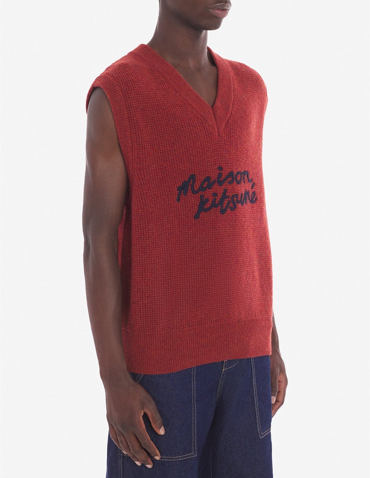 Pull sans manches en laine - Burnt Red