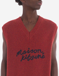 Pull sans manches en laine - Burnt Red