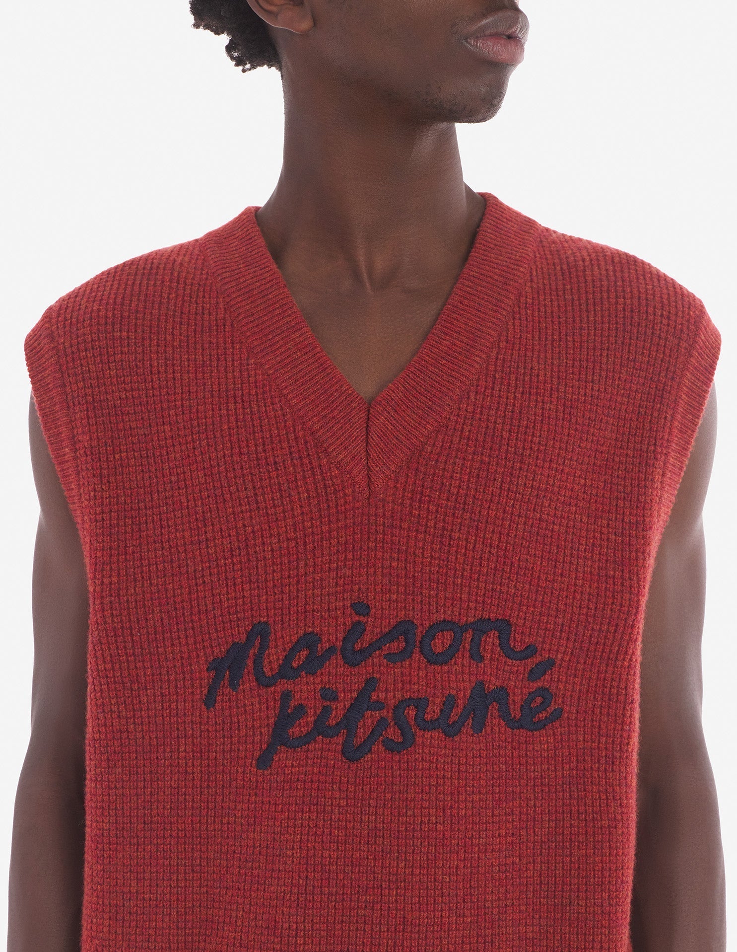 Pull sans manches en laine - Burnt Red