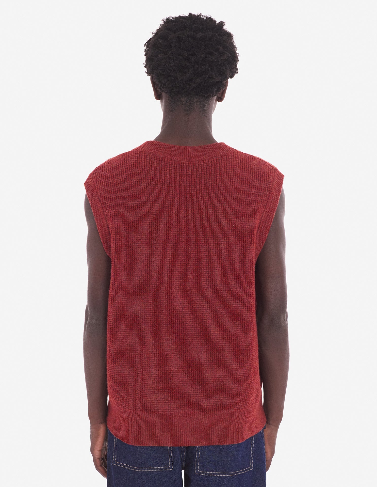 Pull sans manches en laine - Burnt Red