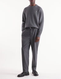 Pull Bold Fox Head côtelé en laine et cachemire - Medium Grey Melange