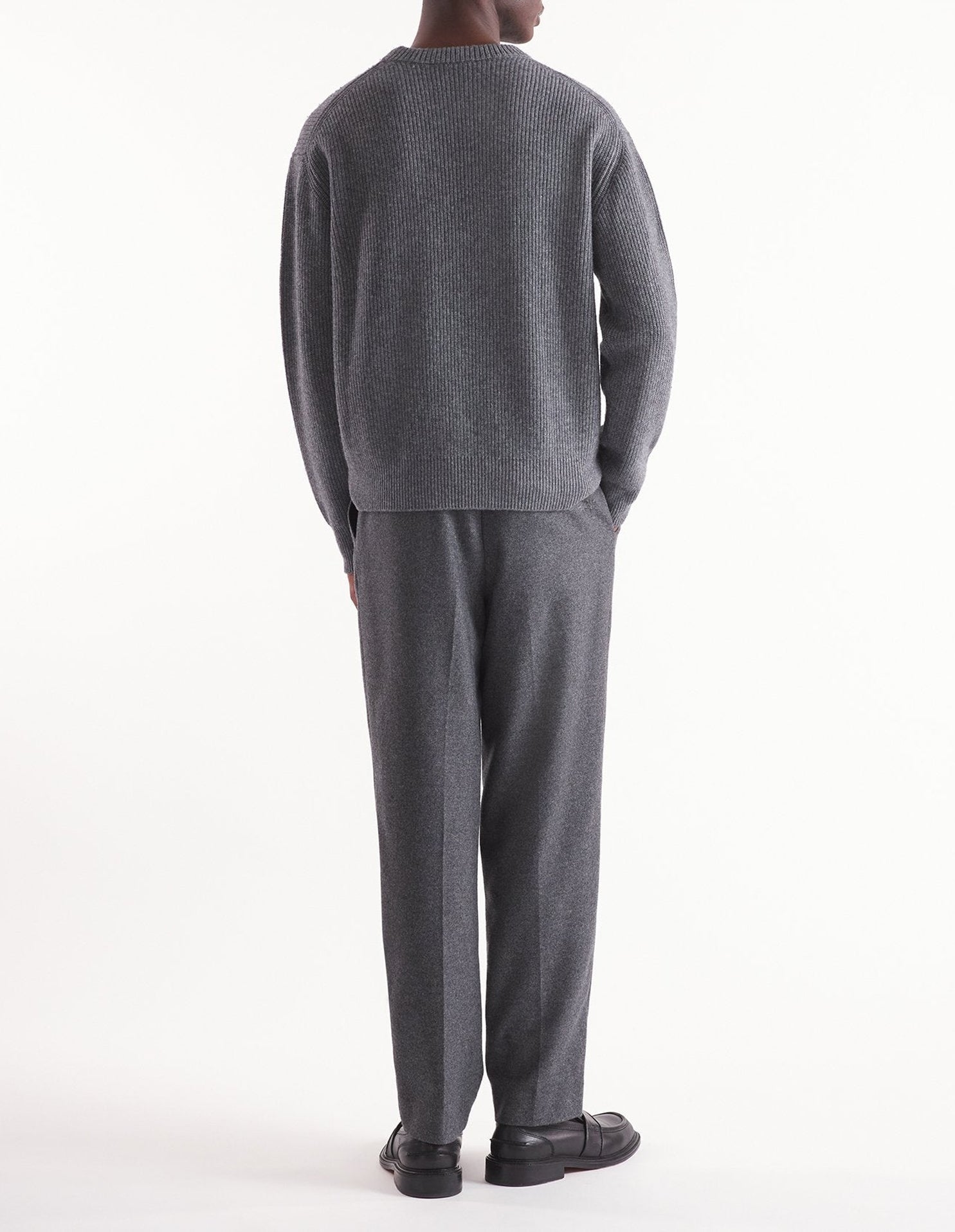 Pull Bold Fox Head côtelé en laine et cachemire - Medium Grey Melange