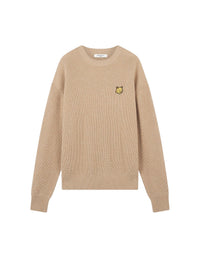 Bold Fox Head ribbed jumper in wool and cashmere - Beige Melange