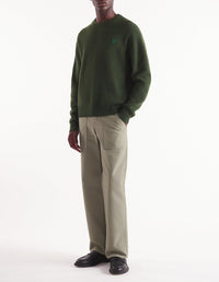 Pull Bold Fox Head côtelé en laine et cachemire - Ranger Green