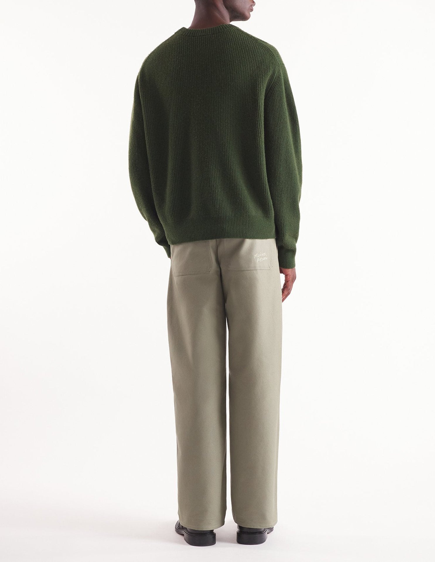 Pull Bold Fox Head côtelé en laine et cachemire - Ranger Green