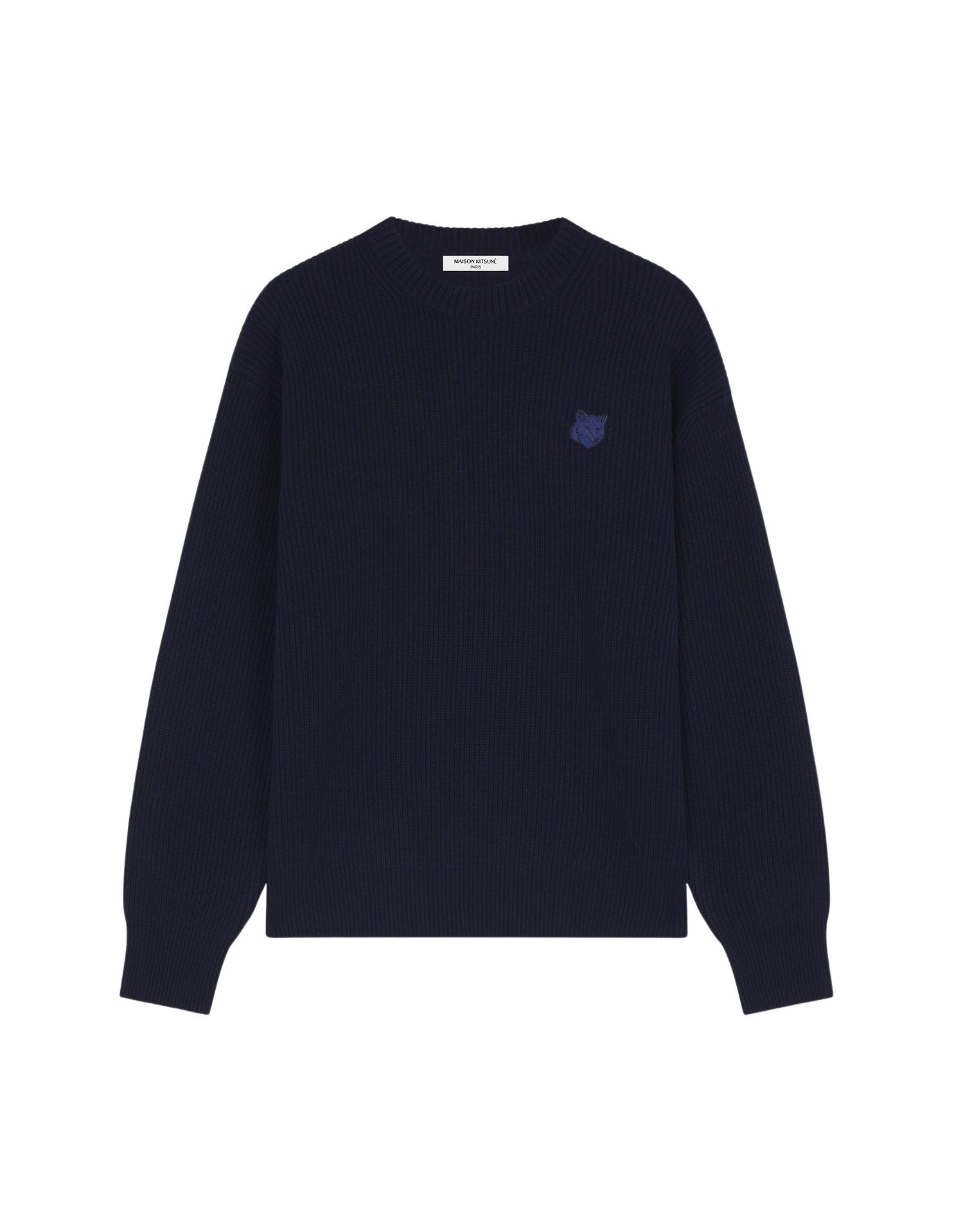 Bold Fox Head ribbed jumper in wool and cashmere - Ink Blue