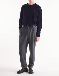 Bold Fox Head ribbed jumper in wool and cashmere - Ink Blue
