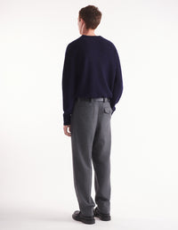 Bold Fox Head ribbed jumper in wool and cashmere - Ink Blue