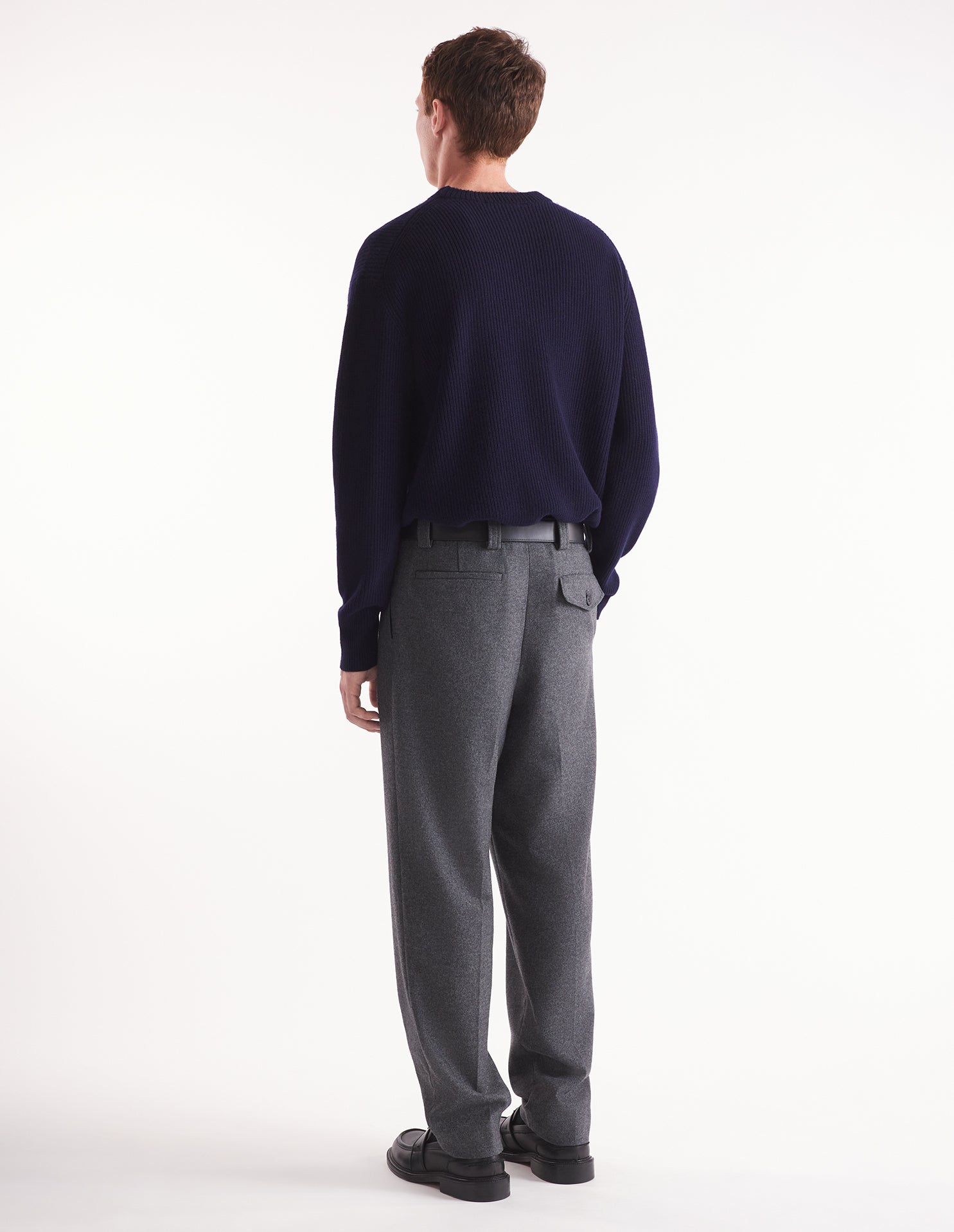 Bold Fox Head ribbed jumper in wool and cashmere - Ink Blue