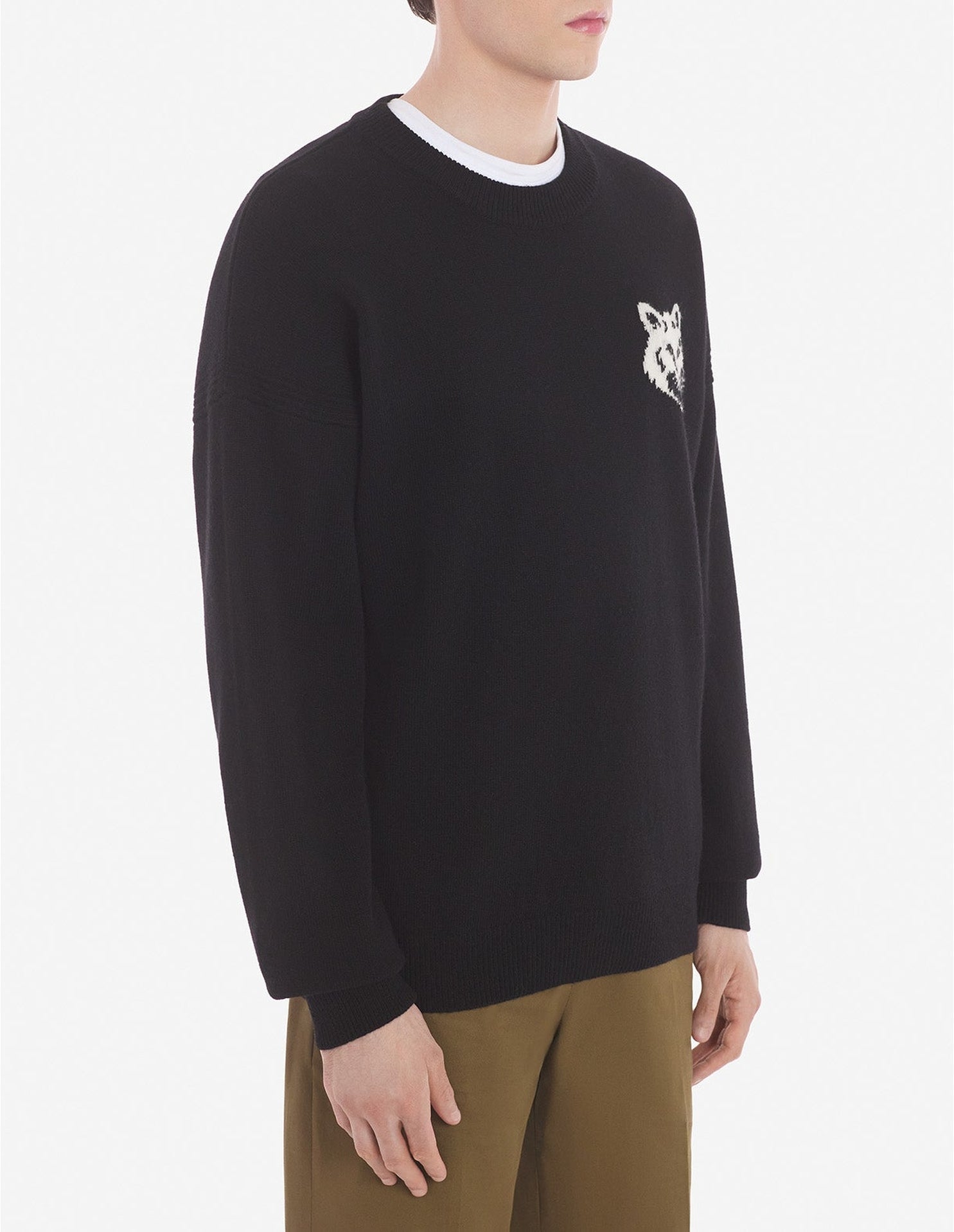 Pull à manches longues imprimé en laine - Black