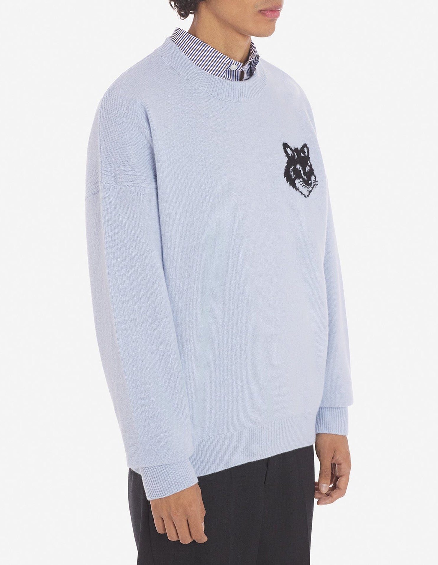 Pull à manches longues imprimé en laine - Sky Blue