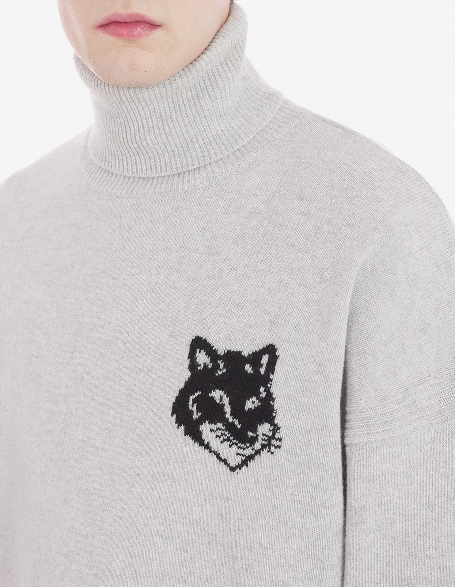 Pull à col roulé en laine - Light Grey Melange