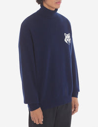 Fox Head Intarsia Comfort High Neck Jumper - Ink Blue