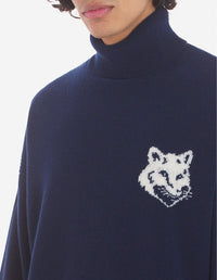 Fox Head Intarsia Comfort High Neck Jumper - Ink Blue