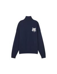 Pull col montant Fox Head en laine - Ink Blue
