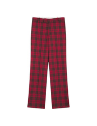 Trousers with darts and welt pockets in wool - Clay Pecan Check
