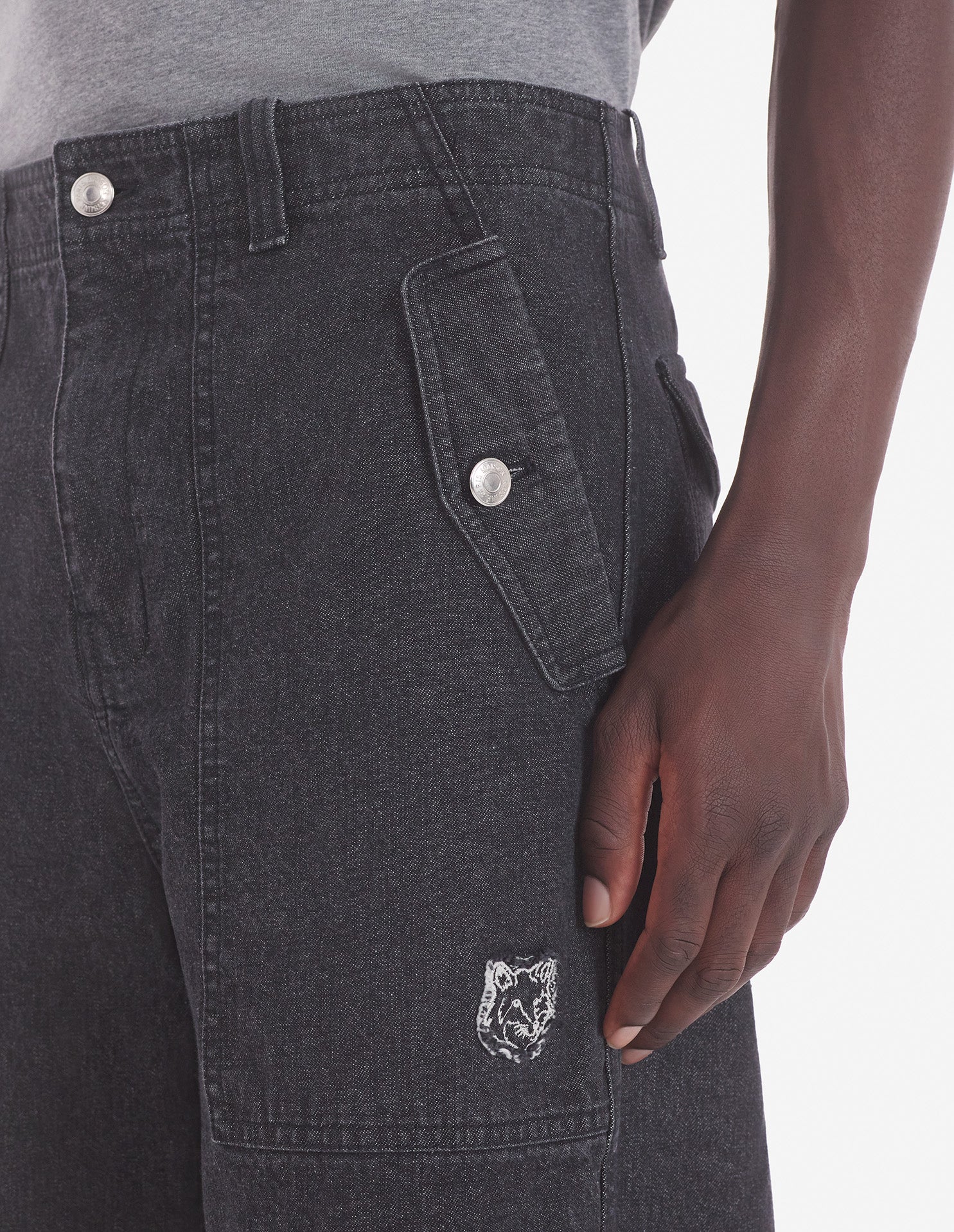 Denim patch trousers - Washed Black