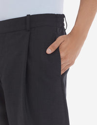 Pantalon à pinces avec poches plaquées en laine - Anthracite