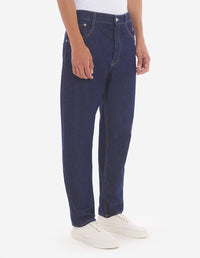 Pantalon fuselé avec écusson en denim - Washed Indigo
