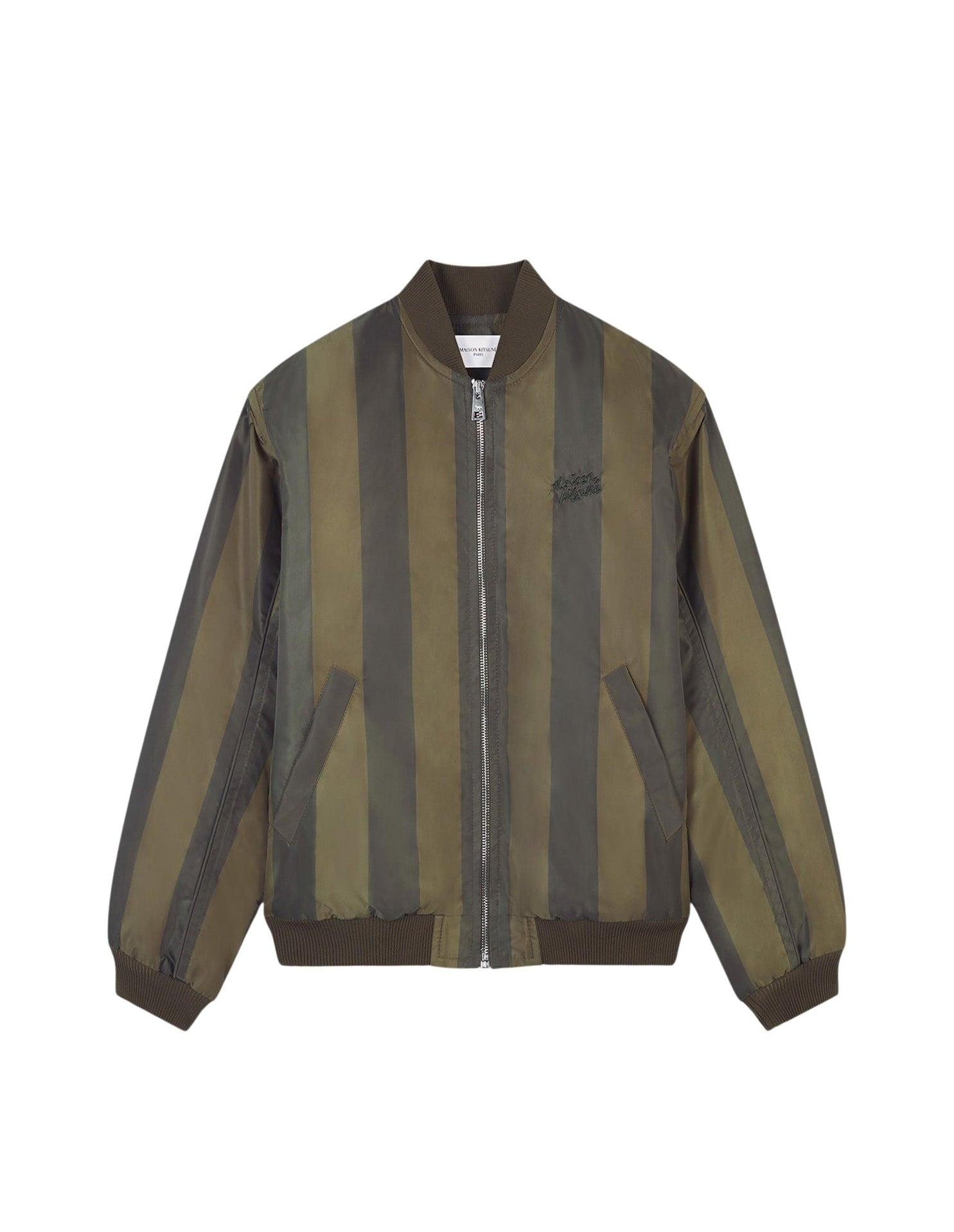 Tone-on-tone stripe bomber - Dark Khaki Stripes