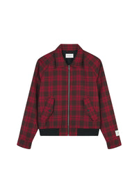 Straight cut wool Harrington jacket - Clay Pecan Check