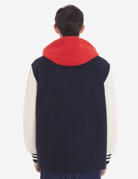 Wool felt and leather jacket - Ink Blue
