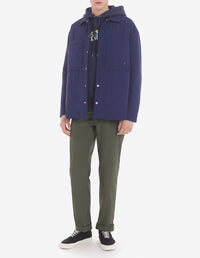 Quilted overshirt with embroidered badge - Ink Blue