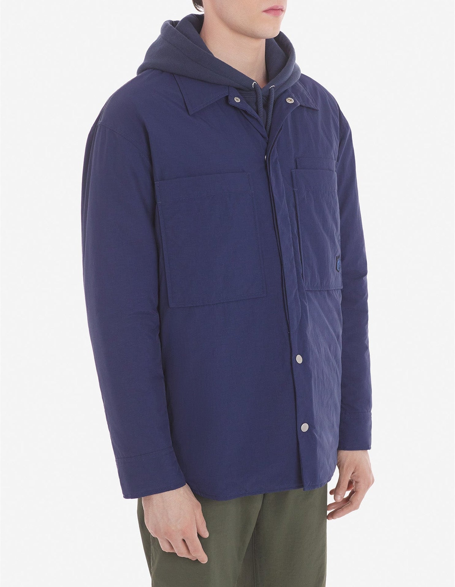 Quilted overshirt with embroidered badge - Ink Blue