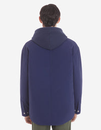 Quilted overshirt with embroidered badge - Ink Blue