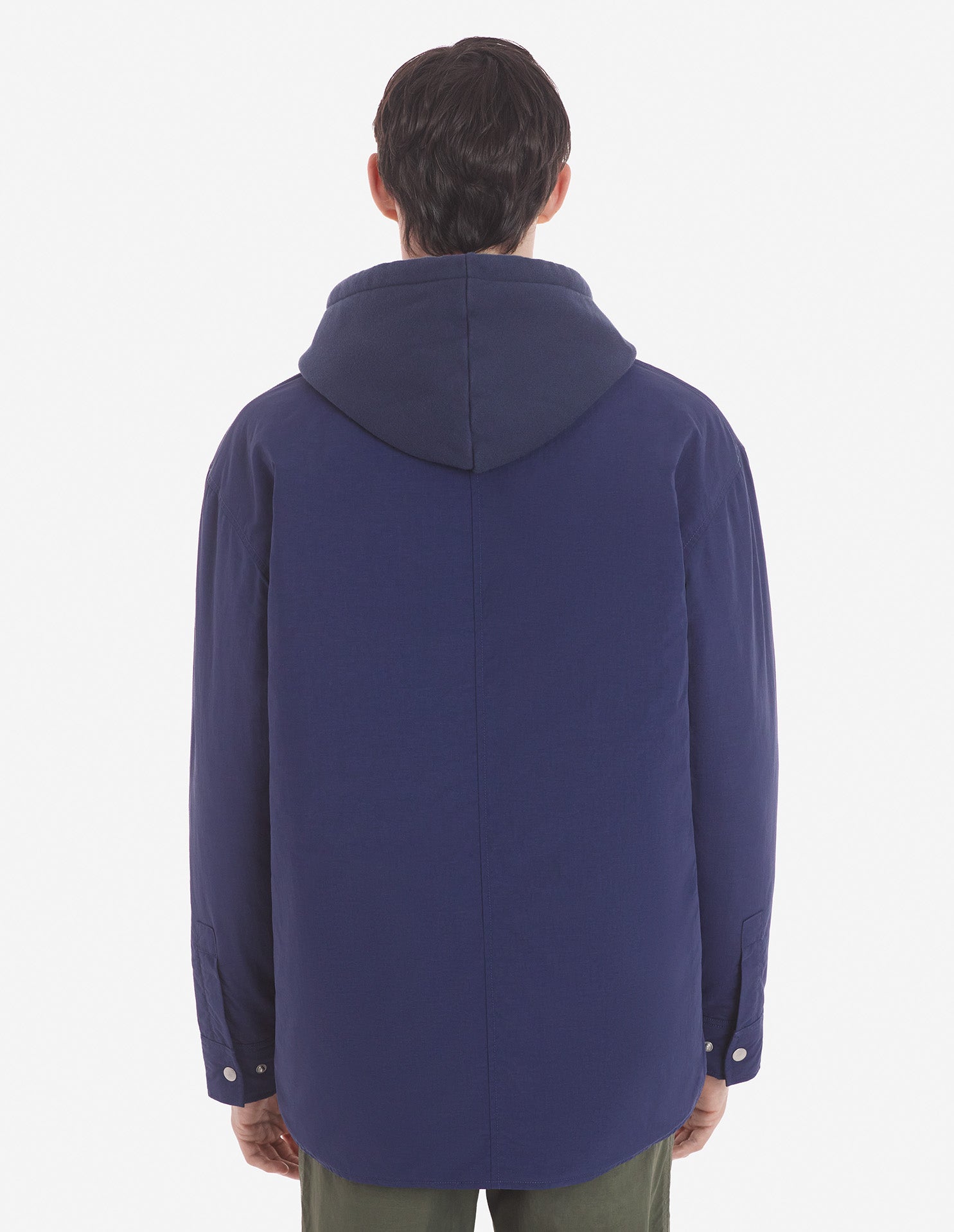 Quilted overshirt with embroidered badge - Ink Blue