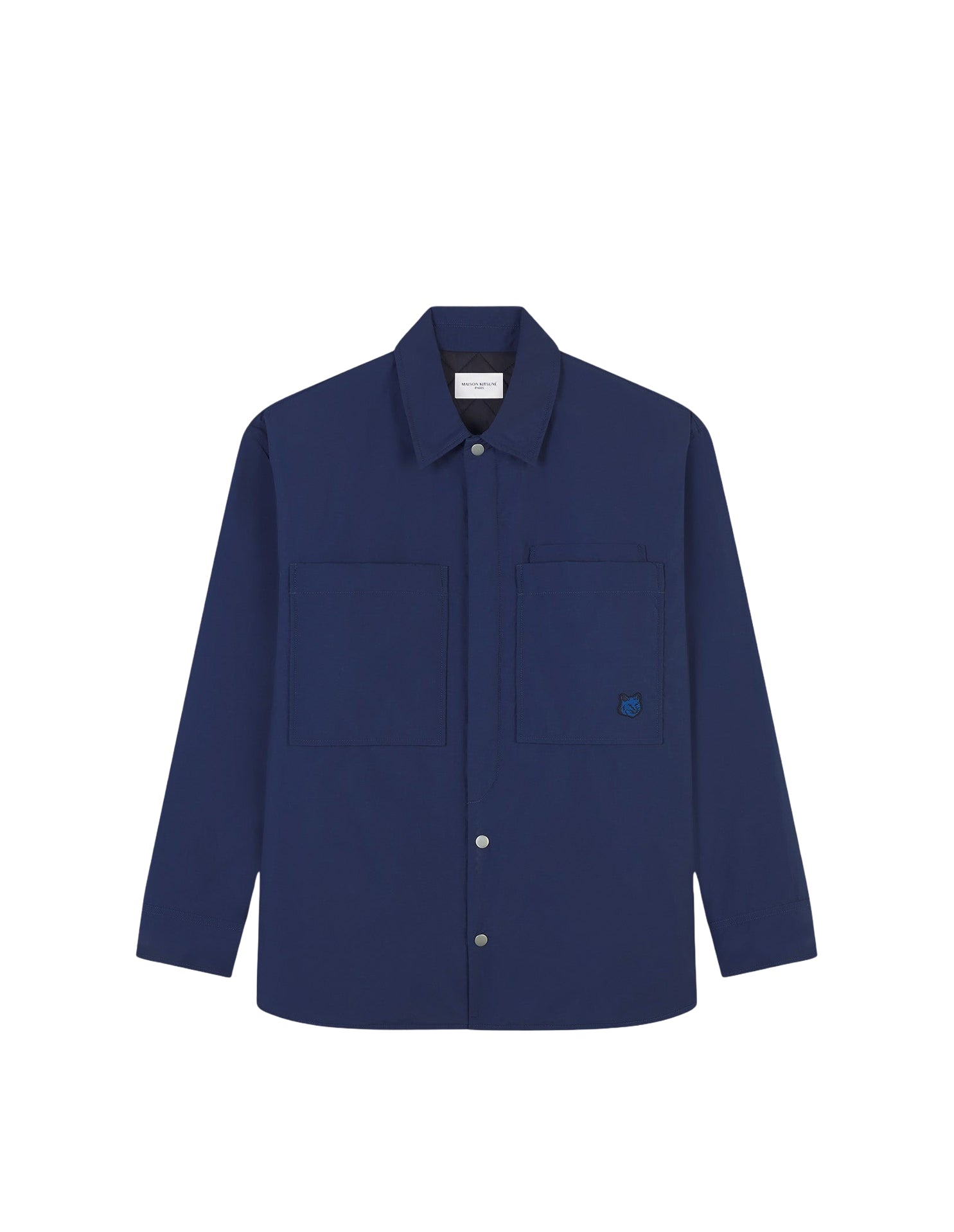 Quilted overshirt with embroidered badge - Ink Blue
