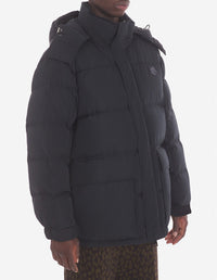Hooded jacket with pockets and crest - Black