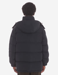 Hooded jacket with pockets and crest - Black