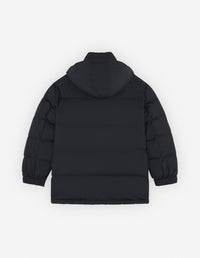 Hooded jacket with pockets and crest - Black