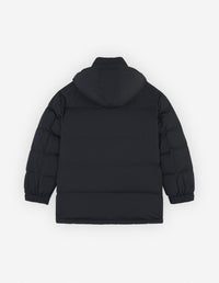 Hooded jacket with pockets and crest - Black
