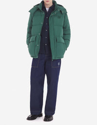 Hooded jacket with pockets and crest - Bottle Green