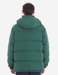 Hooded jacket with pockets and crest - Bottle Green