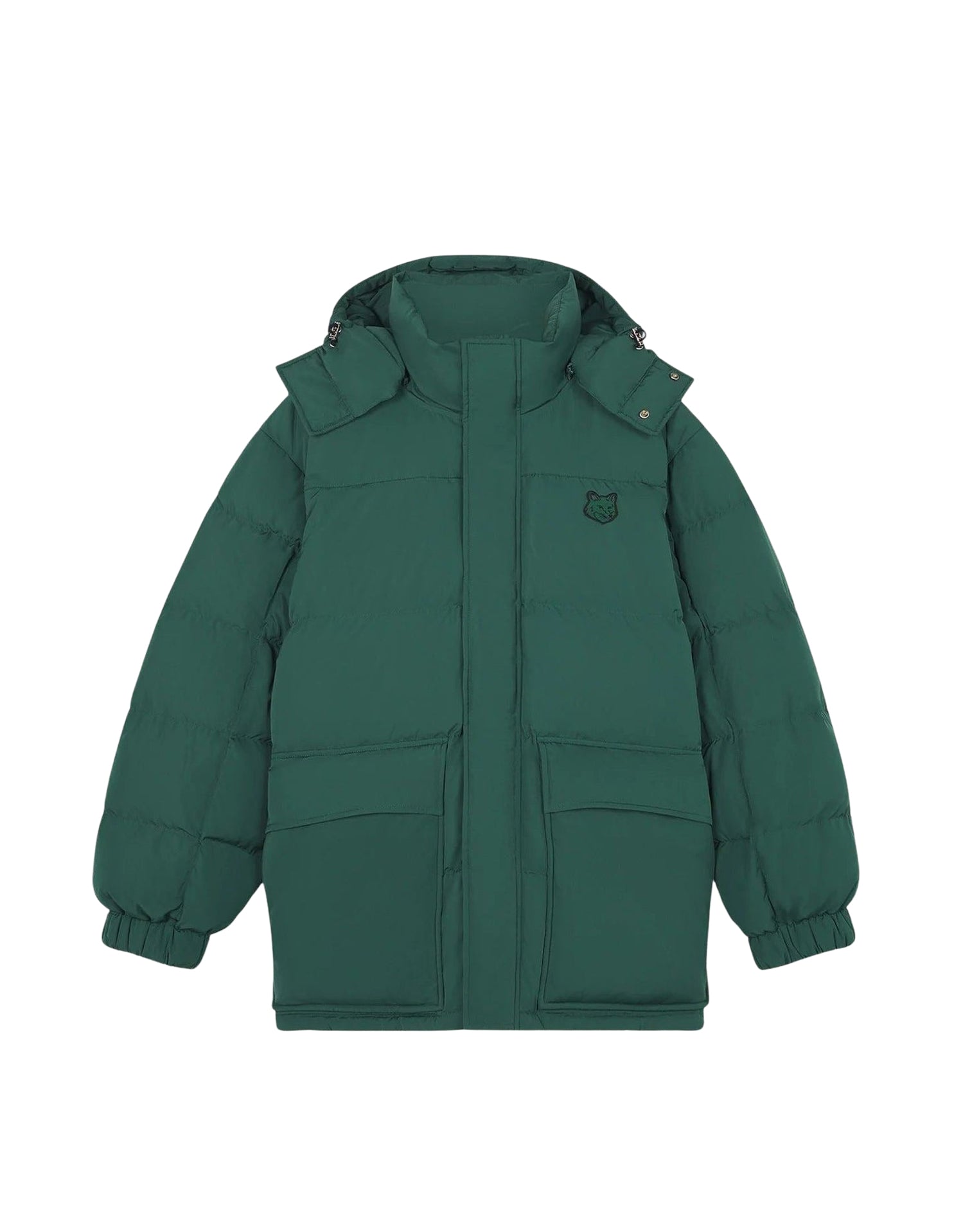 Hooded jacket with pockets and crest - Bottle Green